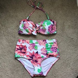NWT Aerie  floral bikini: Top (L) Bottom (M)